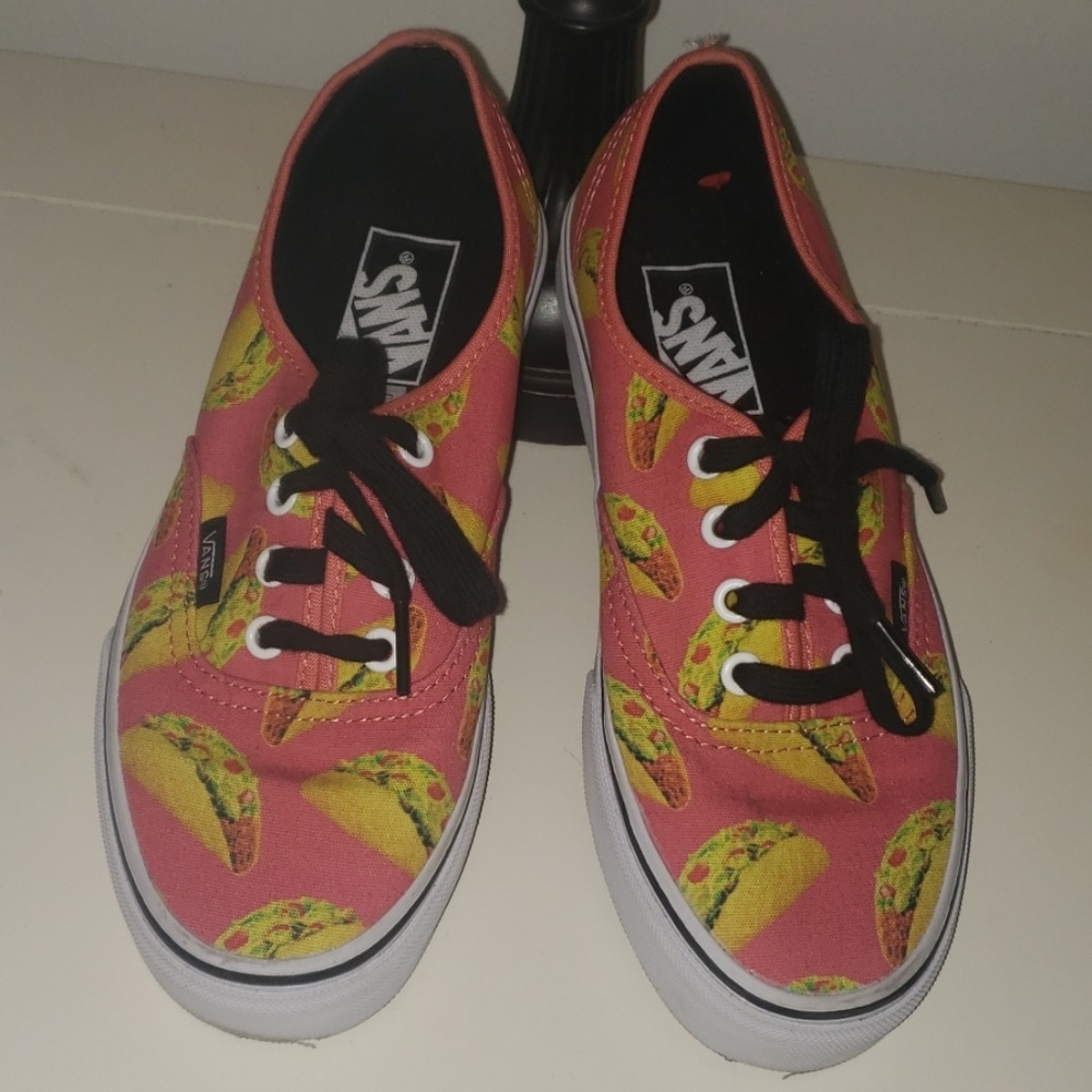Women's taco vans; pink, yellow, orange, and green